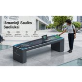 Išmanieji suoliukai su saulės baterijomis, įkrovimu ir Smart City funkcijomis viešosioms erdvėms