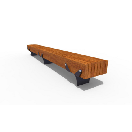 Metallbank ohne Rückenlehne, aus Iroko-Holz gefertigt 'Premium Collection / STF/18-02-07/MDL'