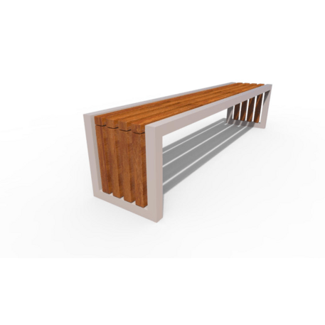 Metalinis suolas (suoliukas) be atlošo, pagamintas iš Iroko medienos 'Premium Collection / STF/13-02-33_02/MDL'