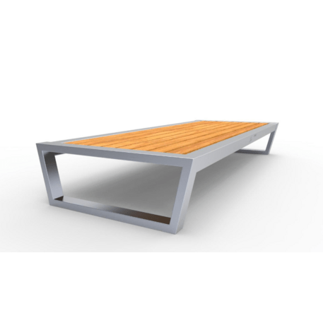 Metallbank ohne Rückenlehne, aus Iroko-Holz gefertigt 'Premium Collection / STF/13-02-24/MDL'