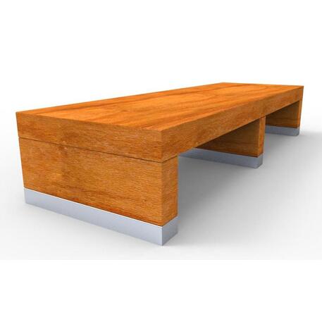 Metalinis suolas (suoliukas) be atlošo, pagamintas iš Iroko medienos 'Premium Collection / STF/10-58-06/MDL'