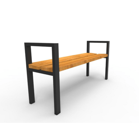 Metalinis suolas (suoliukas) be atlošo, pagamintas iš Iroko medienos 'Premium Collection / STF/04-01-02/MDL'