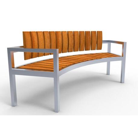 Metallbank mit Rückenlehne, aus Iroko-Holz gefertigt 'Premium Collection / STF/13-04-49/MDL'