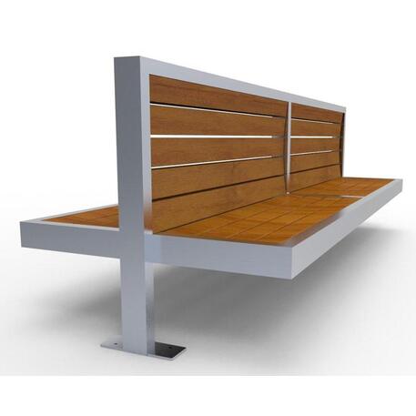 Panchina metallica bifacciale con schienale, realizzata in legno di Iroko 'Premium Collection / STF/13-04-28/MDL'