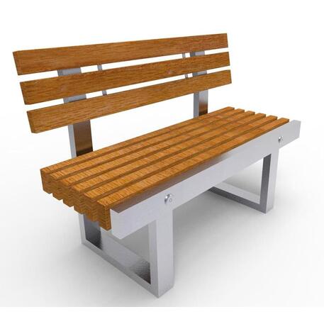 Металлическая скамейка со спинкой, изготовленная из древесины Ироко 'Premium Collection / STF/13-04-16_01/MDL'