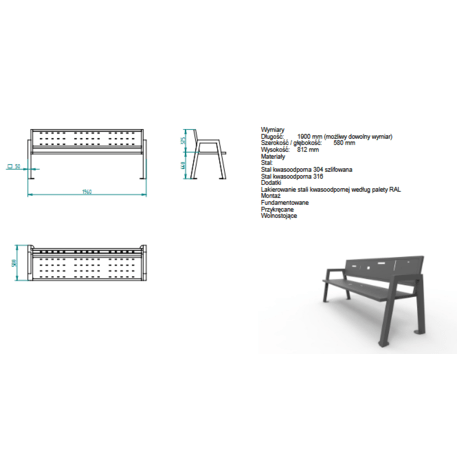 Metalinis suoliukas su atlošu 'Premium / STF/02-04-01/MDL'