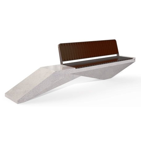 Betoninis suoliukas su natūralaus marmuro ir granito skaldos paviršiumi bei medine sėdima dalimi 'Premium / 330x61xH/84cm / BS-246'