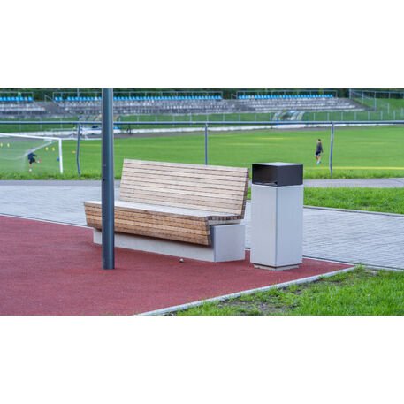 Betoninis suolas su atlošu ir Iroko medienos sėdima dalimi 'Premium Collection / STF/13-04-97_01/MDL'