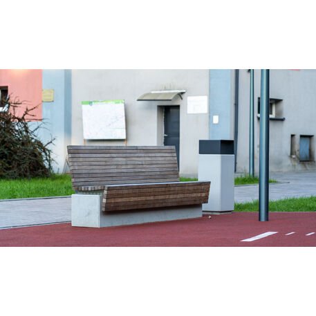 Betoninis suolas su atlošu ir Iroko medienos sėdima dalimi 'Premium Collection / STF/13-04-97_01/MDL'