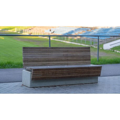 Betoninis suolas su atlošu ir Iroko medienos sėdima dalimi 'Premium Collection / STF/13-04-97_01/MDL'