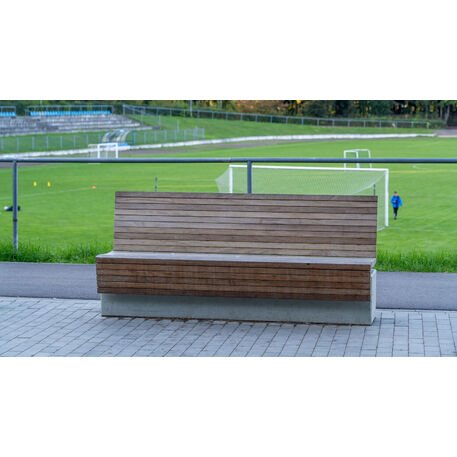 Betoninis suolas su atlošu ir Iroko medienos sėdima dalimi 'Premium Collection / STF/13-04-97_01/MDL'