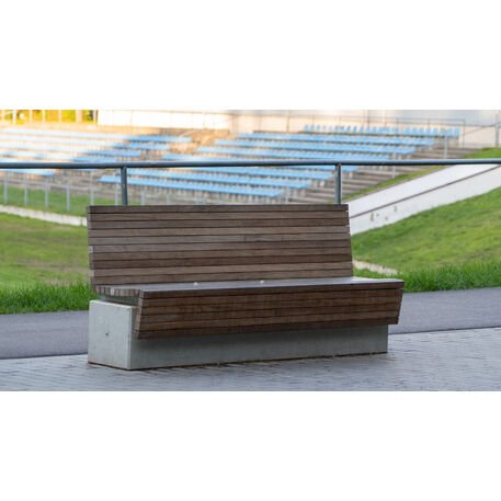 Betoninis suolas su atlošu ir Iroko medienos sėdima dalimi 'Premium Collection / STF/13-04-97_01/MDL'