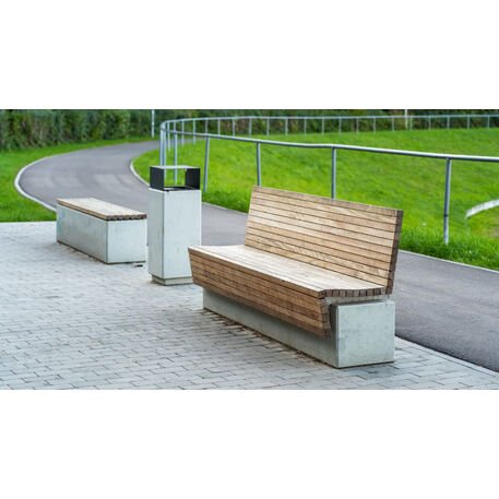 Betoninis suolas su atlošu ir Iroko medienos sėdima dalimi 'Premium Collection / STF/13-04-97_01/MDL'