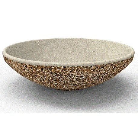 Apvalus betoninis vazonas – gėlinė, padengta smulkia granito skaldele 'Ø135/145xH/44,5cm'