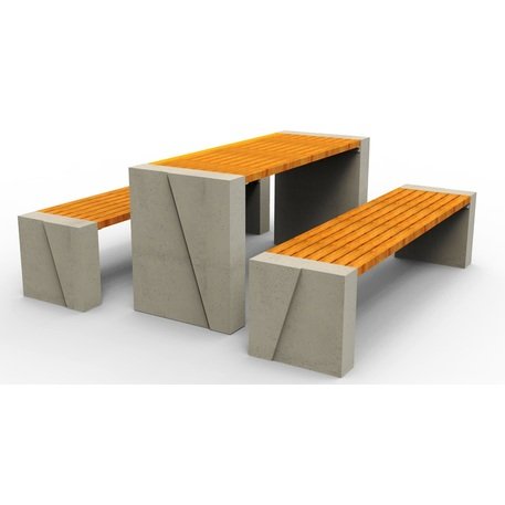 Betoninis pikniko stalas su suolais ir medinėmis sėdimomis dalimis 'BDS/SG100C_Picnic'