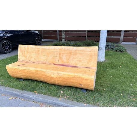 Massivholzbank mit Rückenlehne, aus Eichenholz gefertigt 'Premium Collection / STF/22-04-23/MDL'