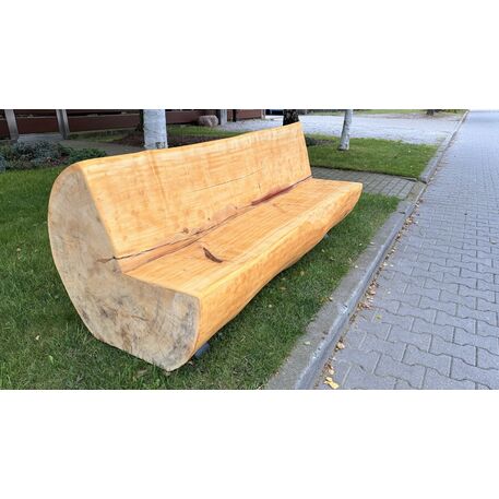 Massivholzbank mit Rückenlehne, aus Eichenholz gefertigt 'Premium Collection / STF/22-04-23/MDL'