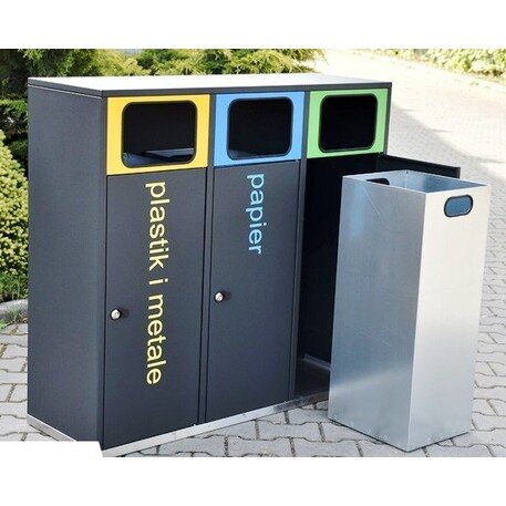 Metal litter bin for sorting 'Etna III 3x80L'