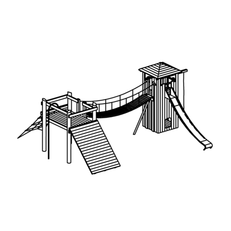 Children's playground element 'L2.60000 _Tower Combination 60 made of larch'