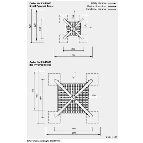 Element placu zabaw dla dzieci 'L3.43000 _Big Pyramid Tower, H/13m'