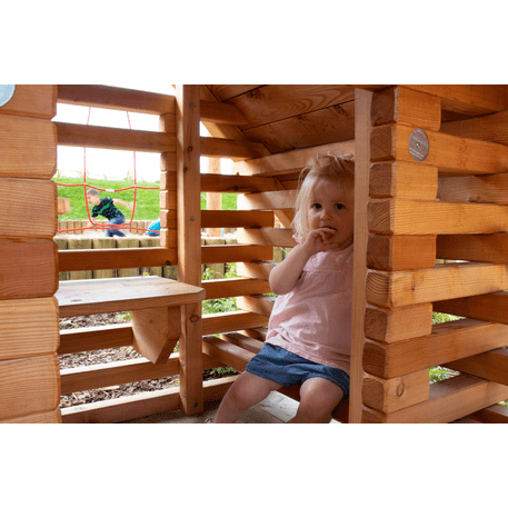 Children's playground element 'L4.10710 _House Group A1 made of larch'