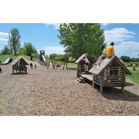 Children's playground element 'L4.10710 _House Group A1 made of larch'