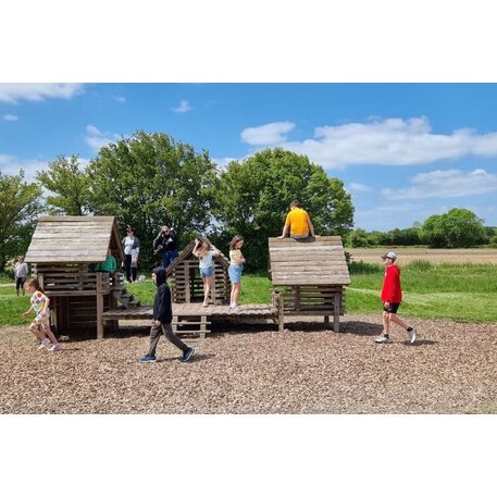 Children's playground element 'L4.10710 _House Group A1 made of larch'