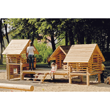 Children's playground element 'L4.10710 _House Group A1 made of larch'