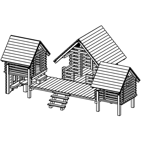 Children's playground element 'L4.10710 _House Group A1 made of larch'