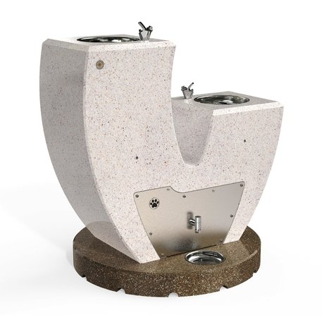 Betoninė geriamojo vandens kolonėlė su gertuve augintiniams, apdirbta smulkia granito skaldele 'BS-326'