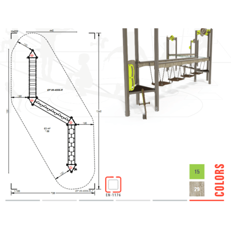 Vaikų žaidimo aikštelės kompleksas 'MBG-1055/EP 06-4005-R29'