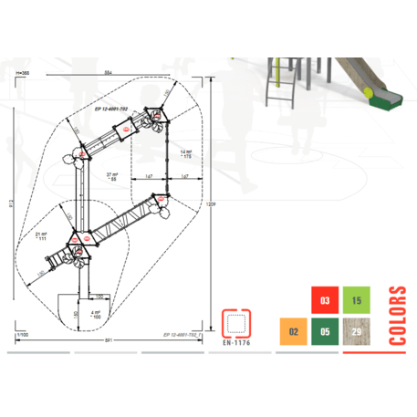 Vaikų žaidimo aikštelės kompleksas 'MBG-1074/EP 12-4001-T02'