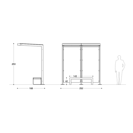 Autobusų stotelės stoginė, paviljonas 'Premium / Io_604-PE-2-COMP1'