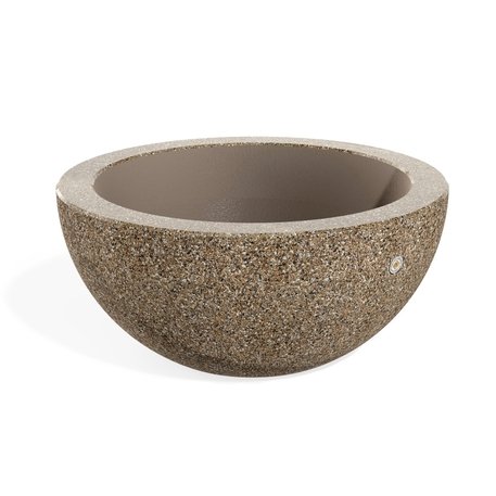 Apvalus betoninis vazonas – gėlinė, padengta smulkia granito skaldele 'Premium / Ø75xH/34cm / BS-363'