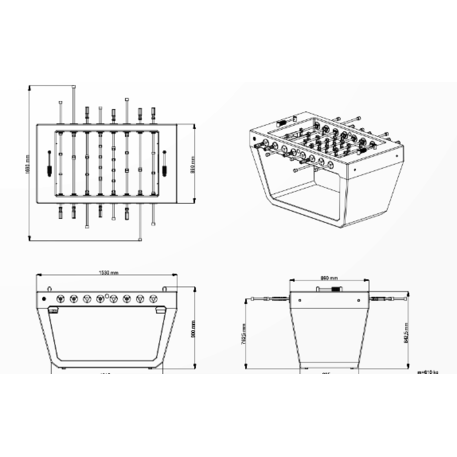 Betoninis lauko stalas stalo futbolui žaisti 'BDS/BS-442/MDL'