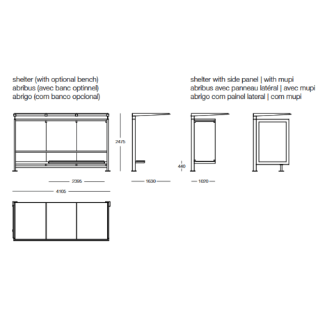 Autobusų stotelės laukimo paviljonas 'Alex / 410cm'