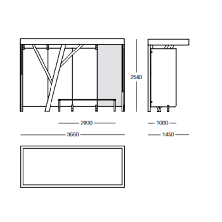 Autobusų stotelės laukimo paviljonas 'Verde / 336cm'