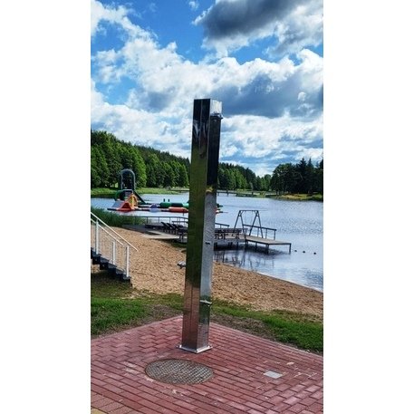 Nerūdijančio plieno paplūdimio dušas 3in1: dušas, fontanėlis, kojų apsiplovimas 'Pacific Shower H/2500mm'