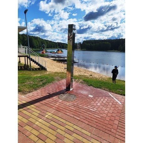 Nerūdijančio plieno paplūdimio dušas 3in1: dušas, fontanėlis, kojų apsiplovimas 'Pacific Shower H/2500mm'