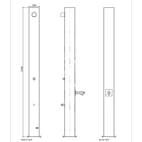 Nerūdijančio plieno paplūdimio dušas 3in1: dušas, fontanėlis, kojų apsiplovimas 'Pacific Shower H/2500mm'