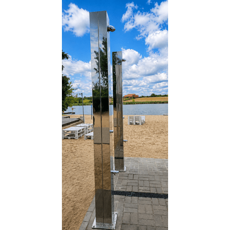Doccia da spiaggia 3-in-1 in acciaio inox – doccia per il corpo, fontanella di acqua potabile e lavapiedi 'Pacific Shower H/2500mm'