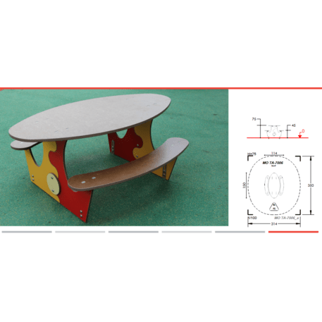 Žaidimų stalas su suolais vaikų aikštelėms 'MO_TA-7006-15'