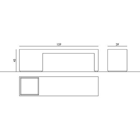 Betoninis lauko suolas su vazonu 'Regular / 001351'