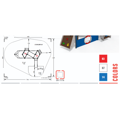  Vaikų žaidimo aikštelės kompleksas, kolekcija 'Piratų laivas / MBG-1185_CI 09-2001-B14'