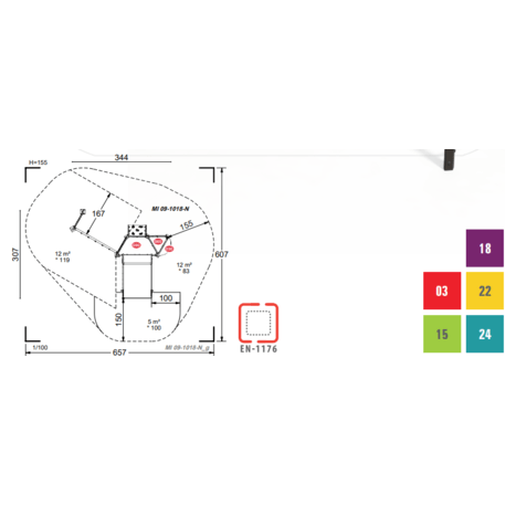 Žaidimų aikštelių kompleksas vaikams nuo 2 metų amžiaus – kolekcija 'MINI / MBG-2175_MI 09-1018-N99'