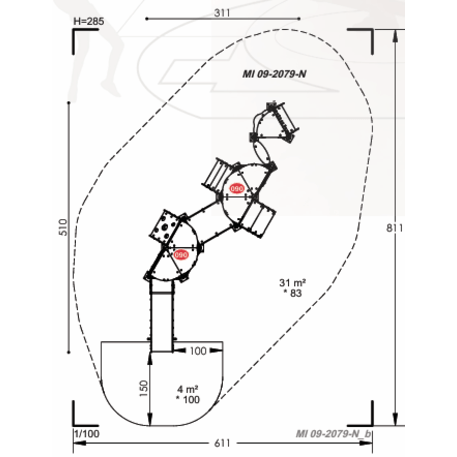 Žaidimų aikštelių kompleksas vaikams nuo 2 metų amžiaus – kolekcija 'MINI / MBG-2283_MI 09-2079-N22'
