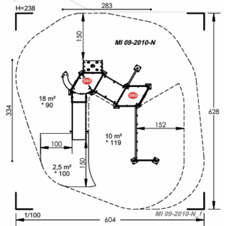 Žaidimų aikštelių kompleksas vaikams nuo 2 metų amžiaus – kolekcija 'MINI / MBG-2225_MI 09-2010-N98'