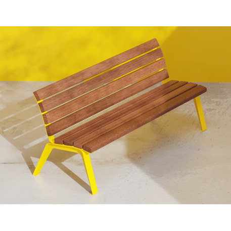 Metalinis suoliukas su atlošu, pagamintas iš Okumè medienos 'Betty_G535'