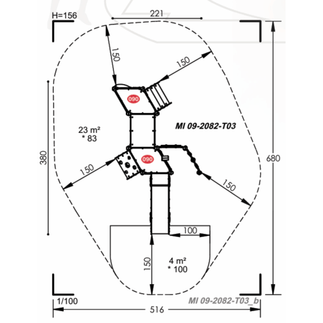 Žaidimų aikštelių kompleksas vaikams nuo 2 metų amžiaus – kolekcija 'MINI / MBG-2291_MI 09-2082-T03'