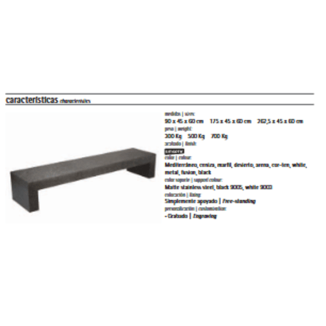 Betoninis modulinis suolas be atlošo 'Premium / Pause 262,5cm'